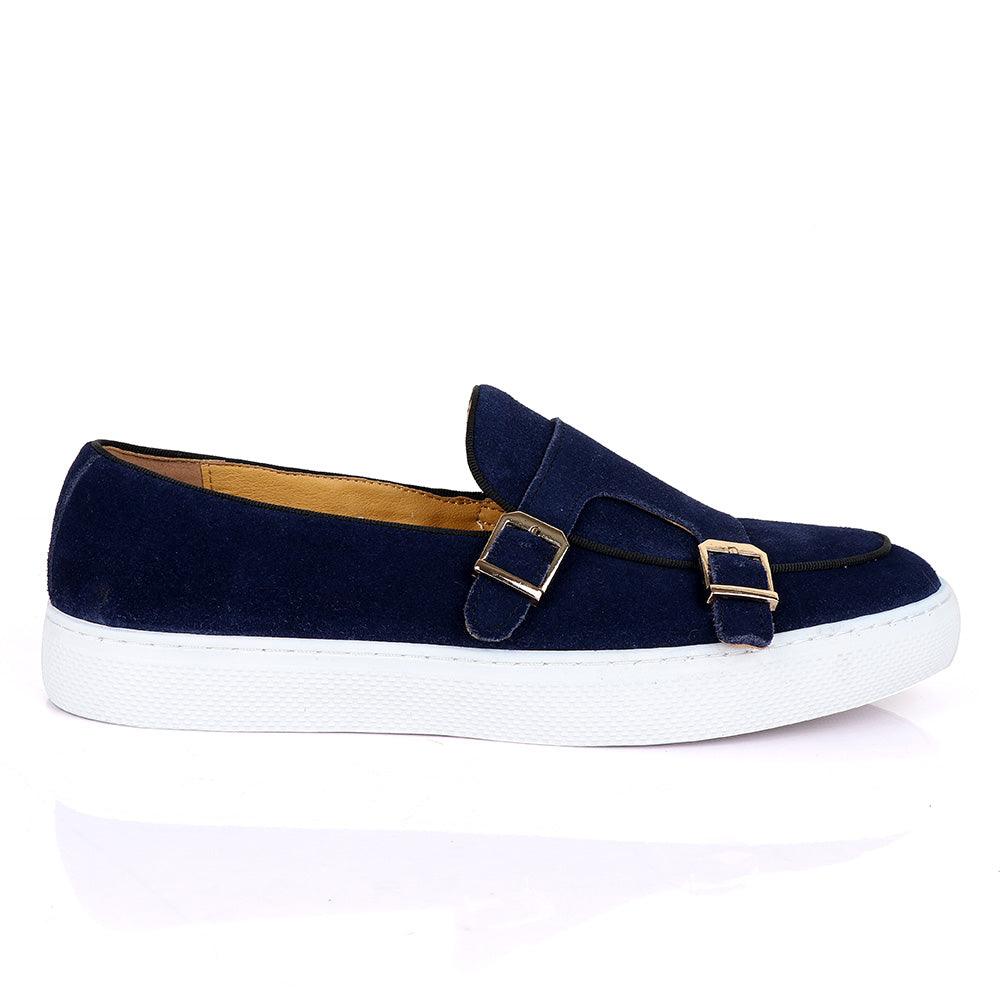 Terry Taylors Monk Double Strap Blue Suede Sneaker Shoe - Obeezi