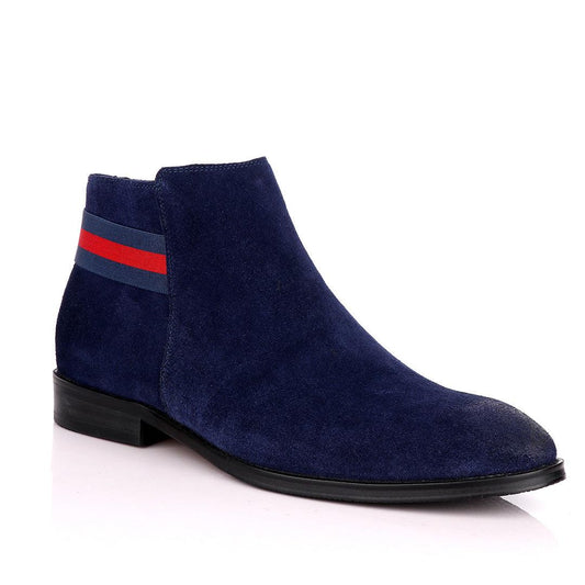 Terry Taylors Navy Blue Suede Chelsea Formal Boot. - Obeezi