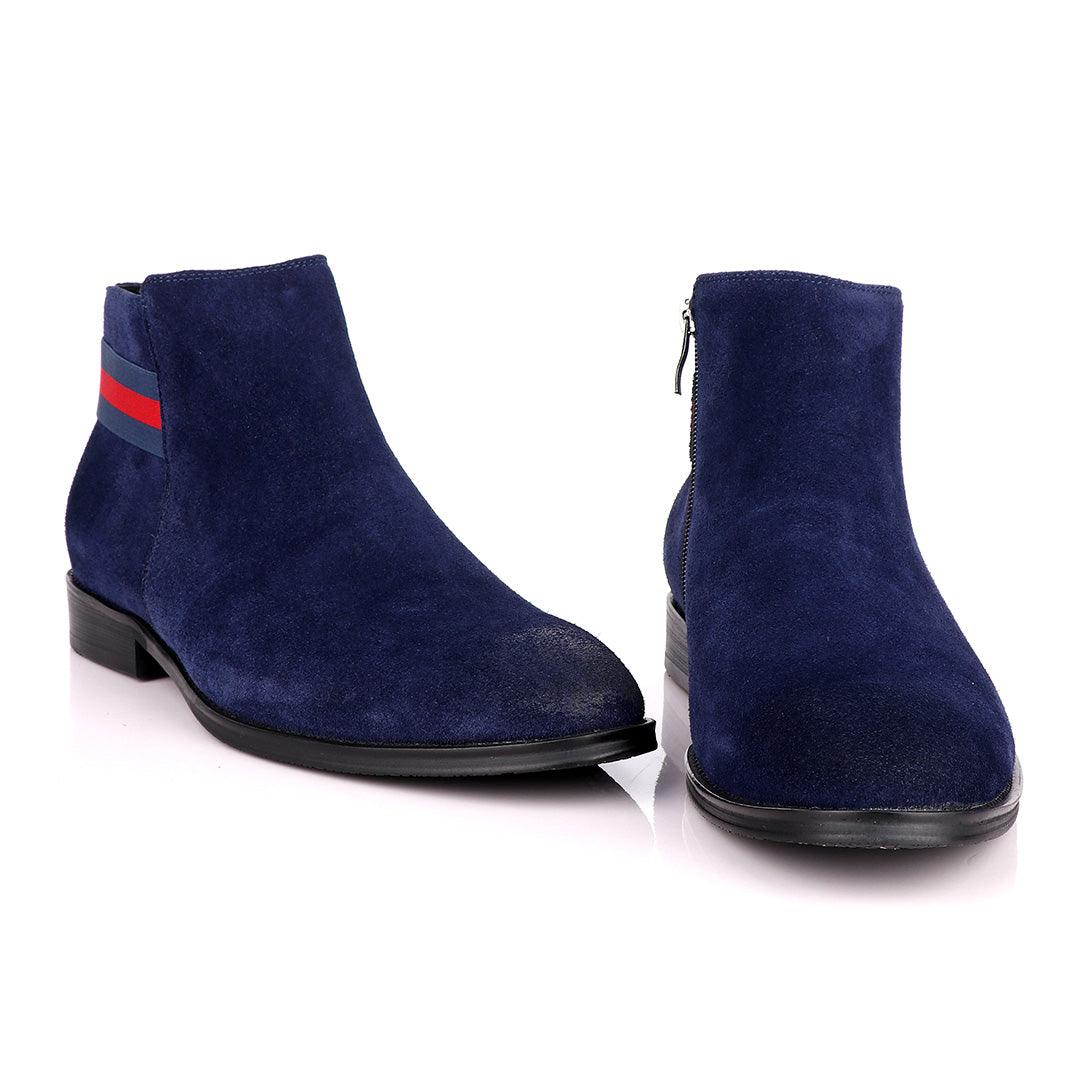 Terry Taylors Navy Blue Suede Chelsea Formal Boot. - Obeezi