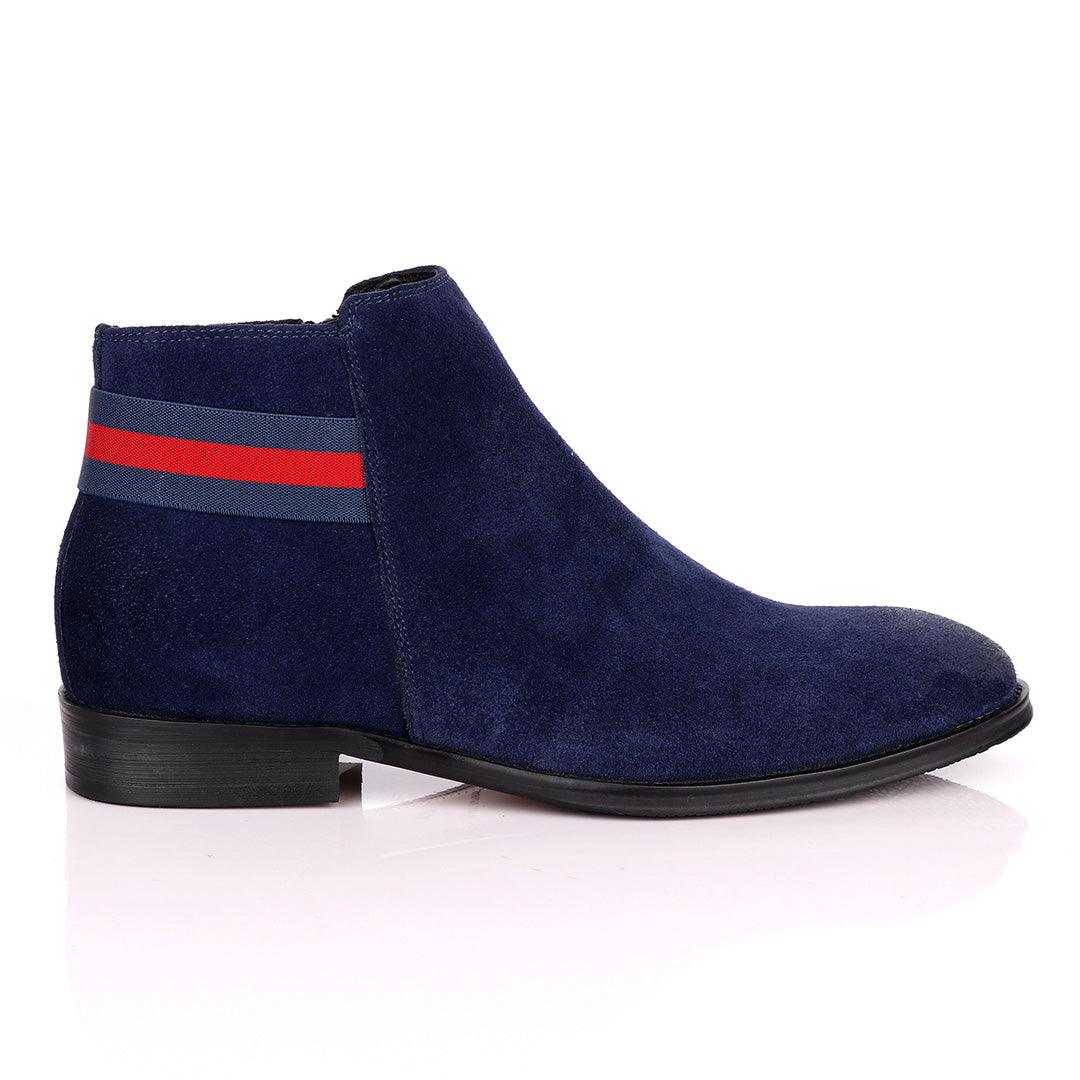 Terry Taylors Navy Blue Suede Chelsea Formal Boot. - Obeezi