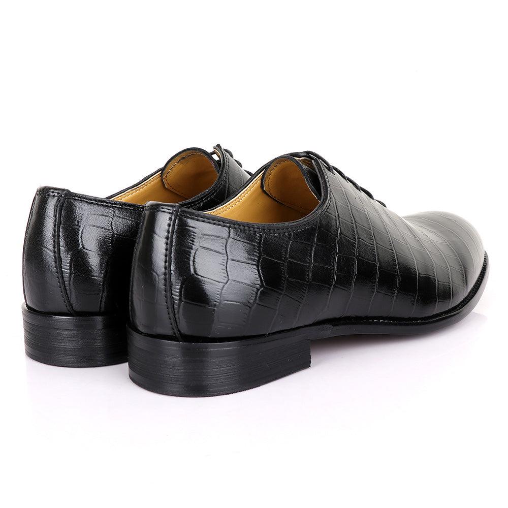 Terry Taylors Oxford Block Black Leather Shoe - Obeezi