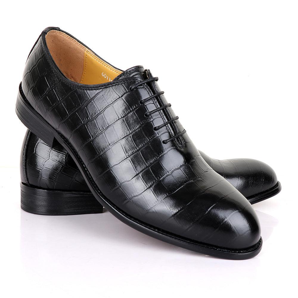 Terry Taylors Oxford Block Black Leather Shoe - Obeezi