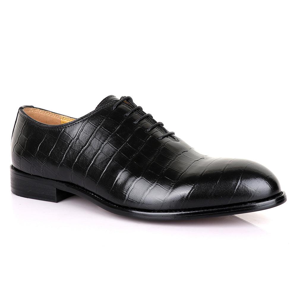 Terry Taylors Oxford Block Black Leather Shoe - Obeezi