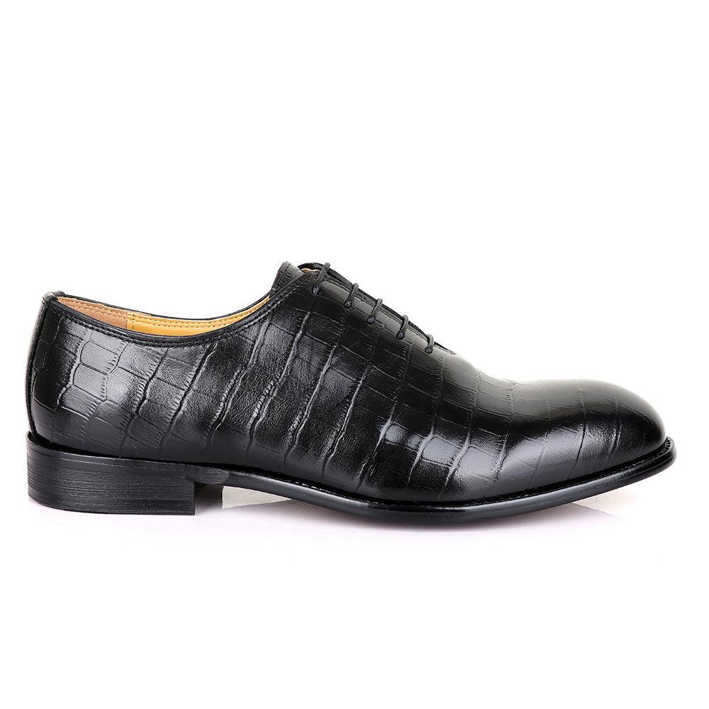 Terry Taylors Oxford Block Black Leather Shoe - Obeezi