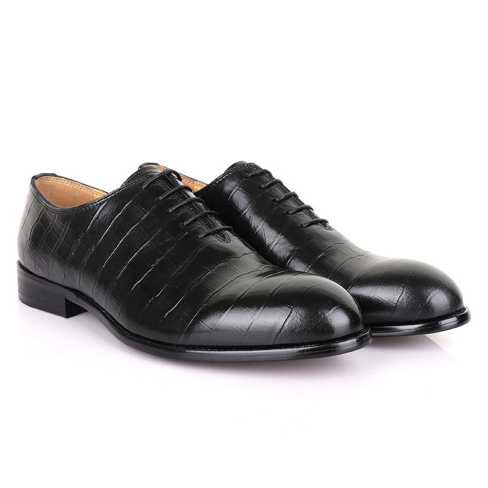 Terry Taylors Oxford Block Black Leather Shoe - Obeezi