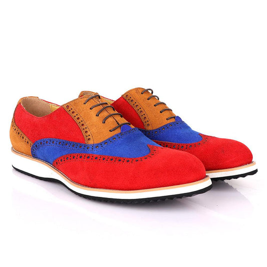 Terry Taylors Oxford Red with Blue And Brown Mix shoe - Obeezi