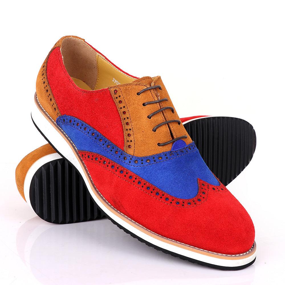 Terry Taylors Oxford Red with Blue And Brown Mix shoe - Obeezi