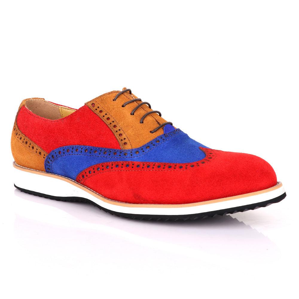 Terry Taylors Oxford Red with Blue And Brown Mix shoe - Obeezi