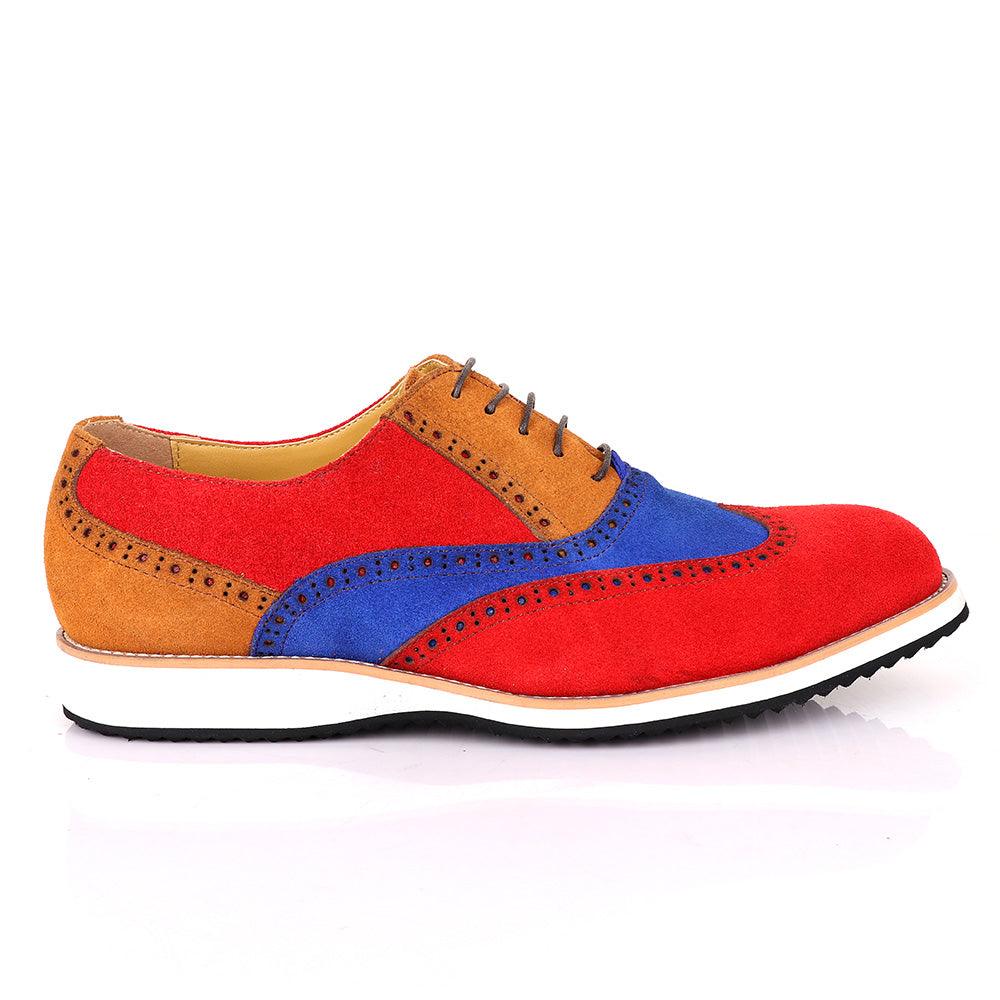 Terry Taylors Oxford Red with Blue And Brown Mix shoe - Obeezi