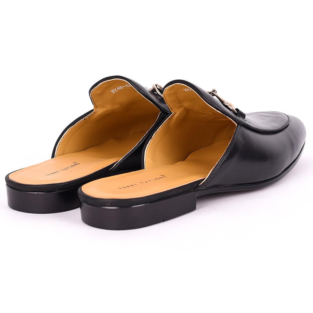 Terry Taylors Plain Leather With Chain Designed Men's Half Shoe- Black - Obeezi.com