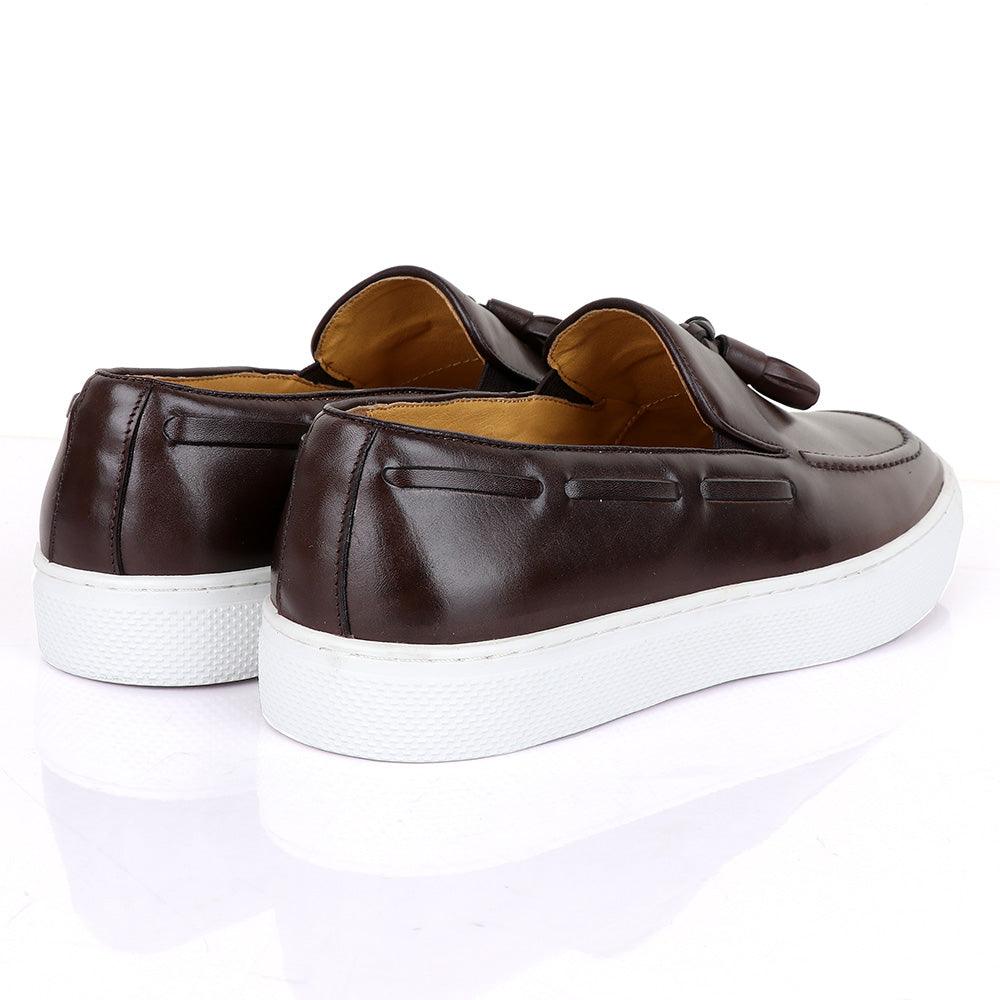 Terry Taylors Side Lace coffee With Tassel Sneakers shoe - Obeezi