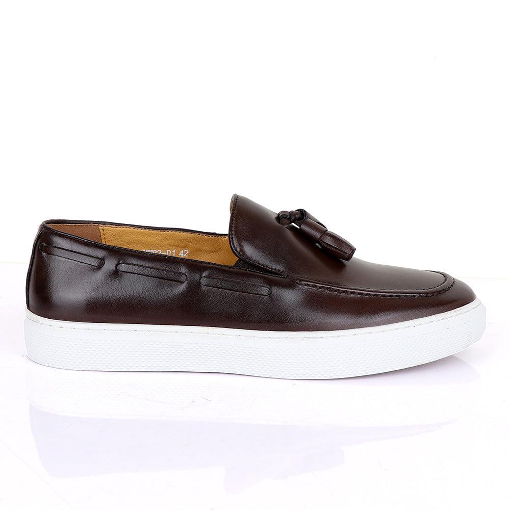 Terry Taylors Side Lace coffee With Tassel Sneakers shoe - Obeezi