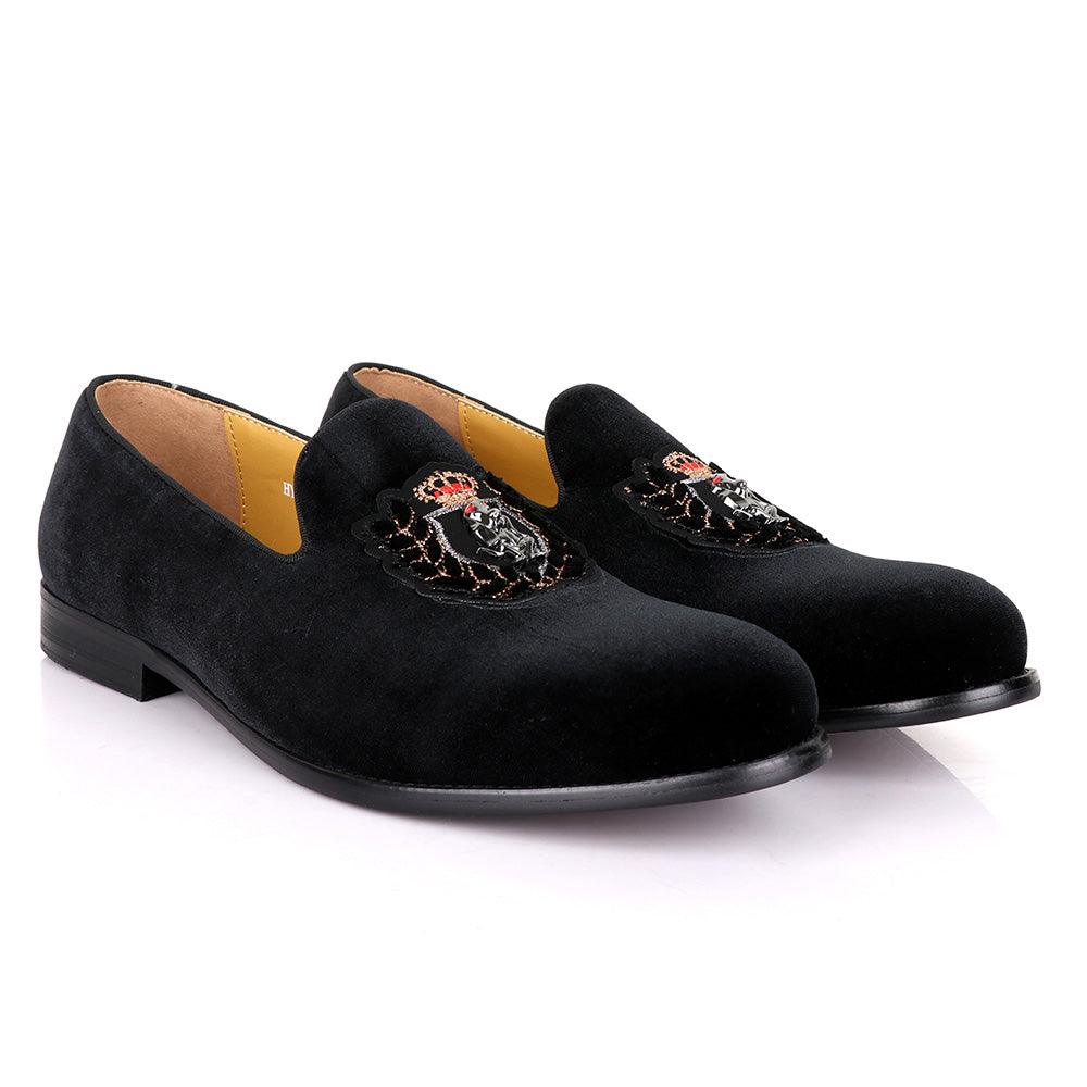 Terry Taylors Suede With logo head Black Shoe - Obeezi