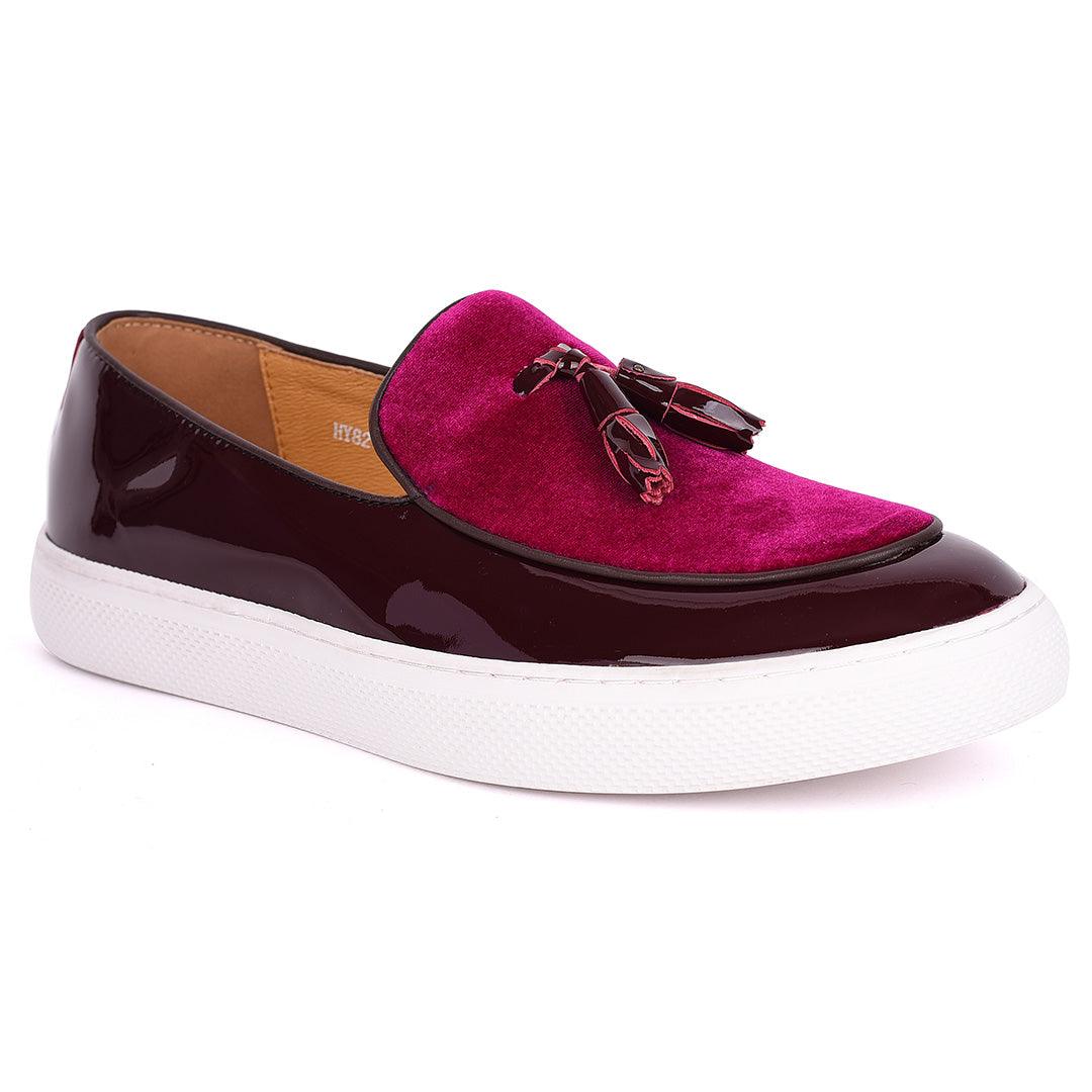 Terry Taylors Tassel Designed Half Suede And Glossy Leather Men's Sneaker Shoe- Purple - Obeezi.com