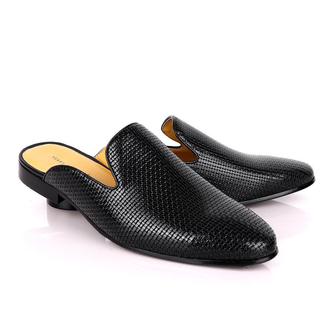 Terry Taylors Wet Mole Black Leather Half Shoe - Obeezi