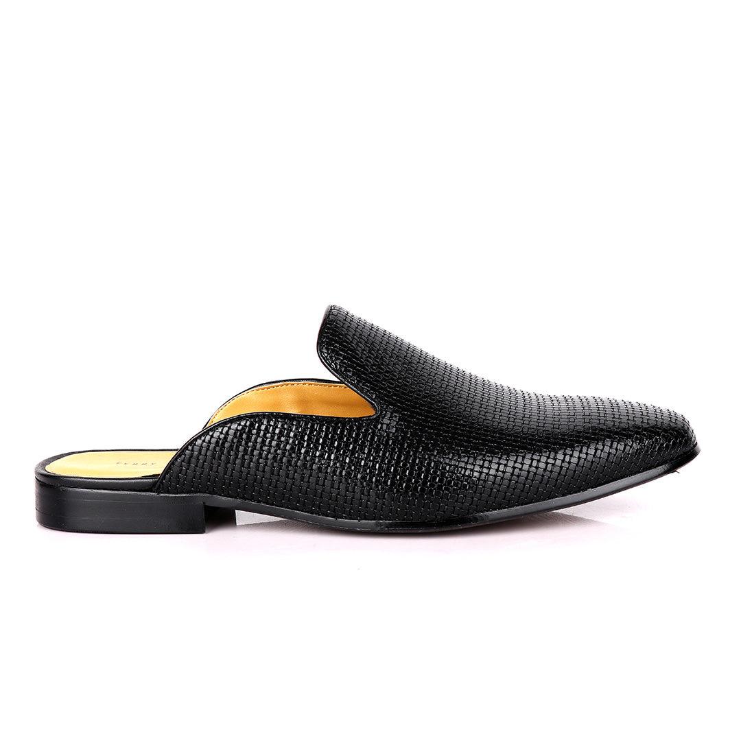 Terry Taylors Wet Mole Black Leather Half Shoe - Obeezi