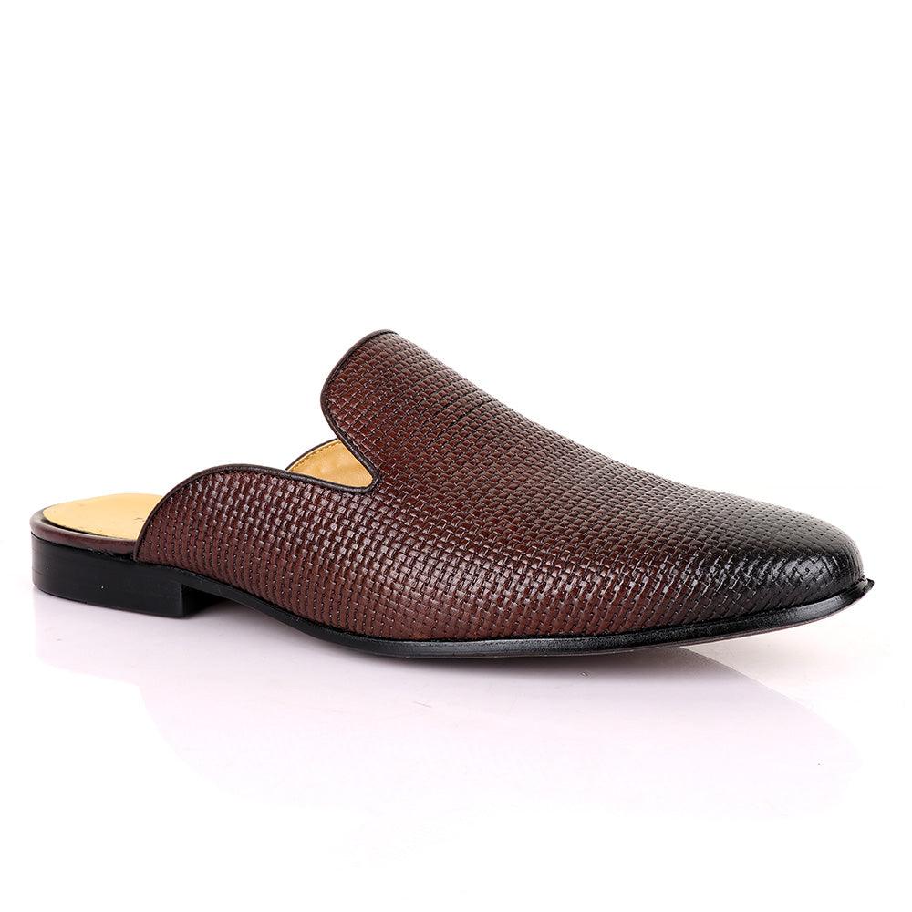 Terry Taylors Woven Coffee Mole Brown Leather Half Shoe - Obeezi