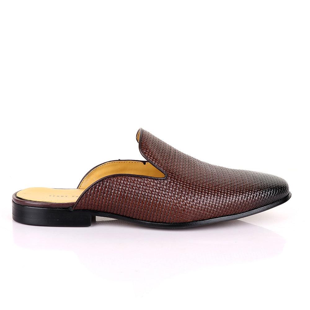 Terry Taylors Woven Coffee Mole Brown Leather Half Shoe - Obeezi