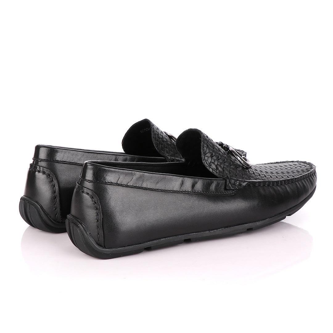 Terry Taylors Woven Top Leather Black Drivers - Obeezi