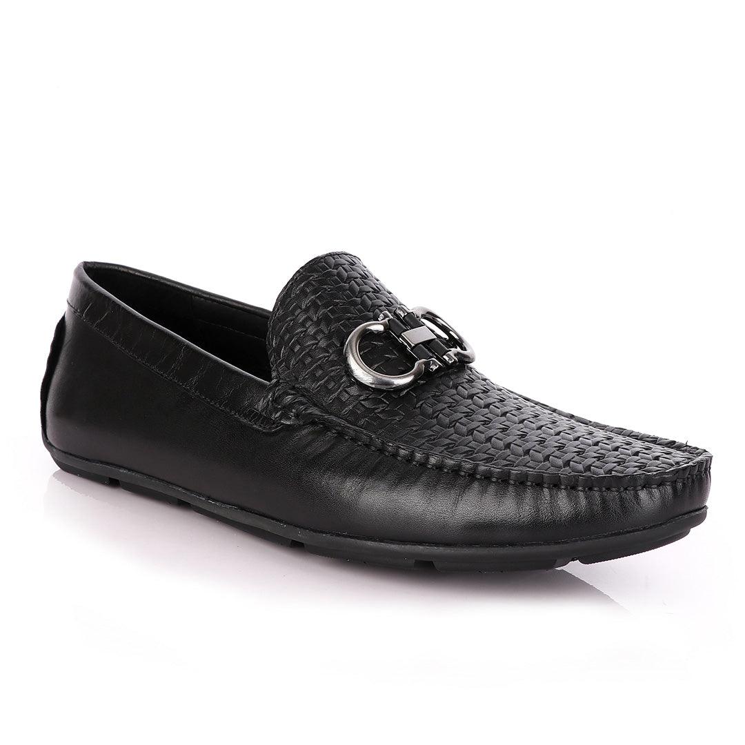Terry Taylors Woven Top Leather Black Drivers - Obeezi