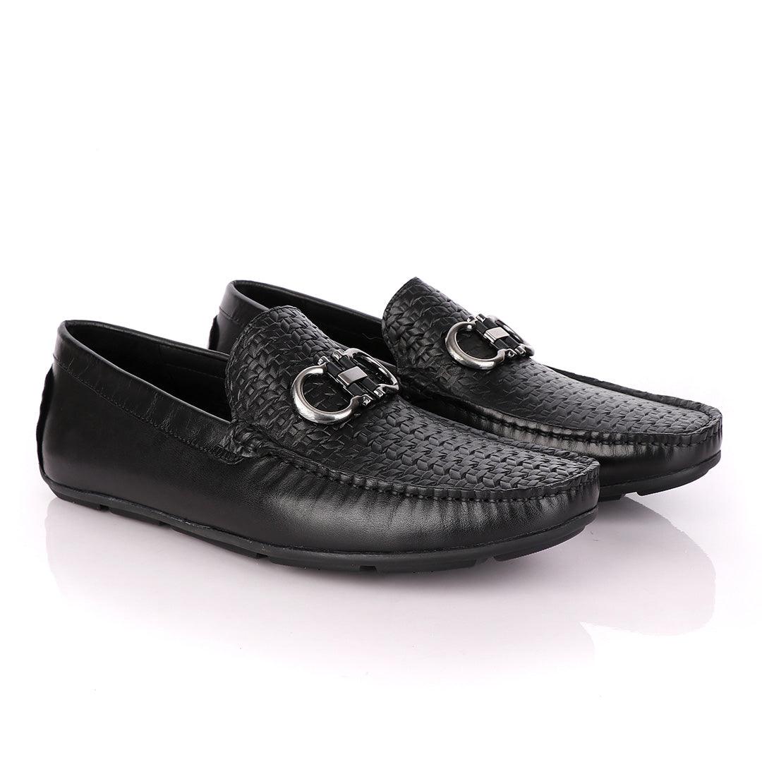 Terry Taylors Woven Top Leather Black Drivers - Obeezi