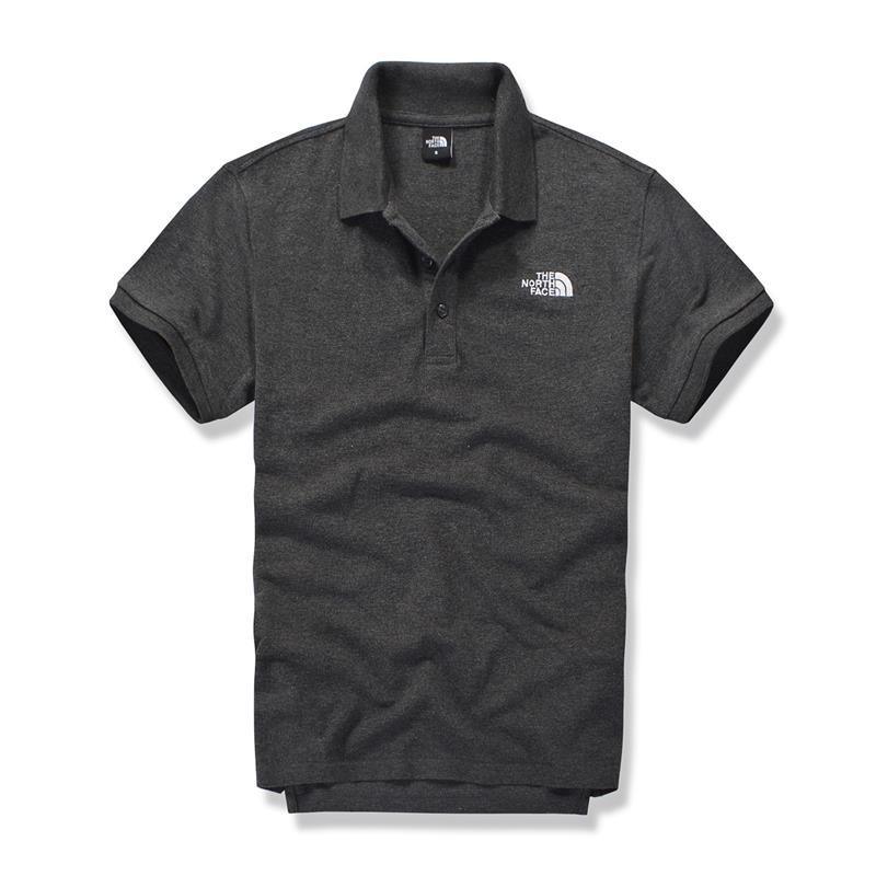 The North Face Plain Design with Crested Logo Short-Sleeve Polo-Grey - Obeezi