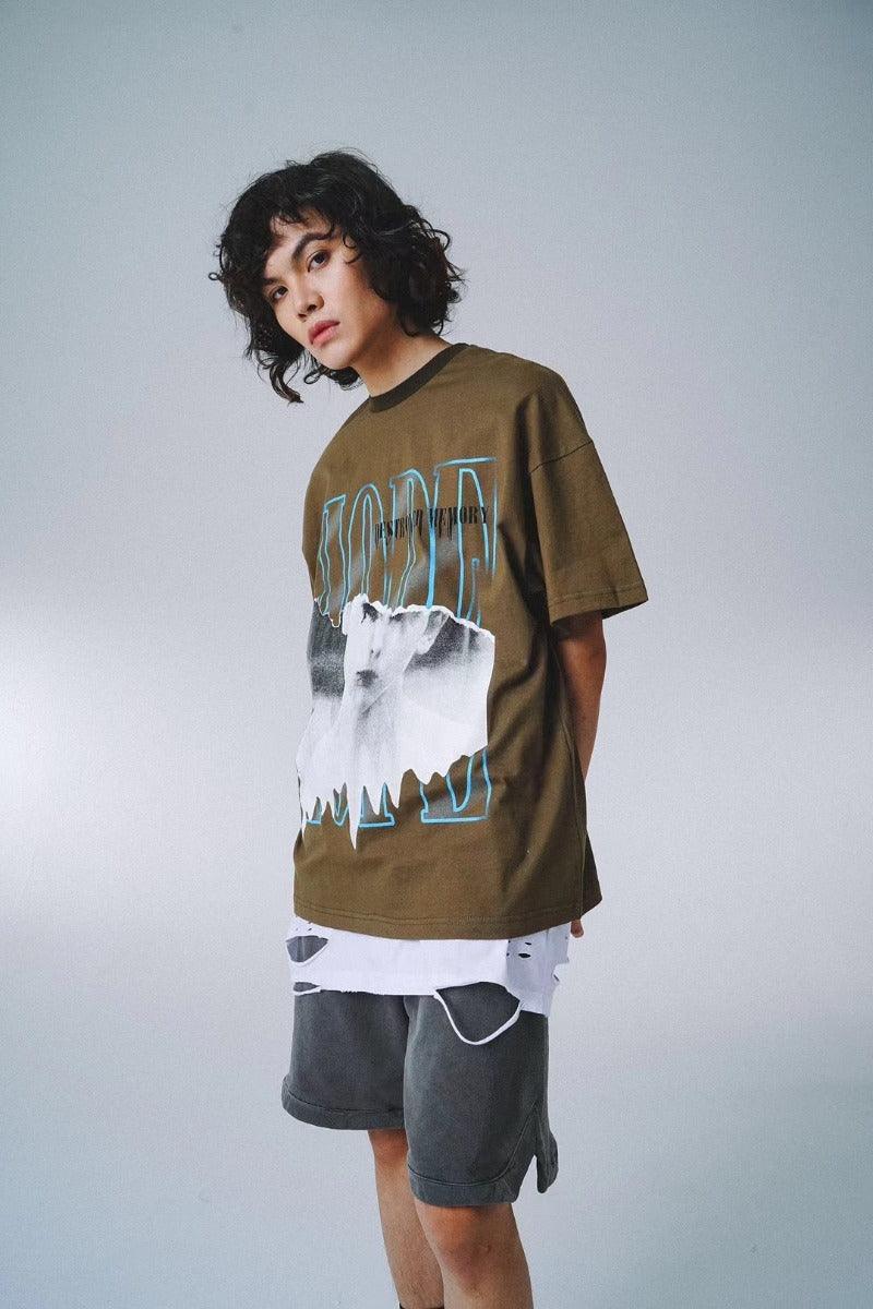 The Unavowed Destroyed Memory Over Size T-Shirt- Green - Obeezi.com