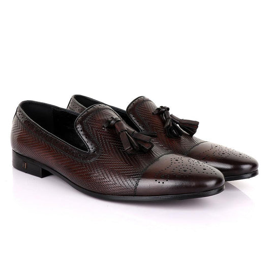 Thom Brown Coffee Tassel Leather Shoe - Obeezi