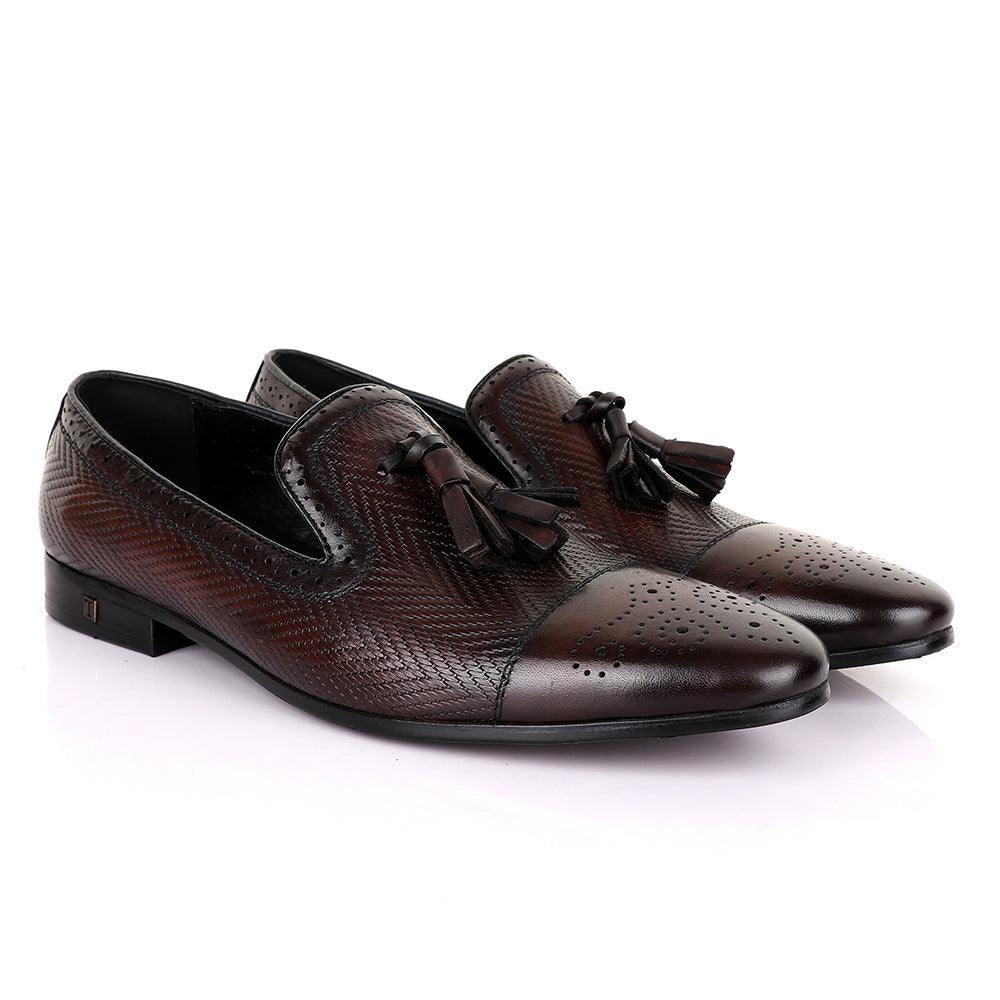 Thom Brown Coffee Tassel Leather Shoe - Obeezi