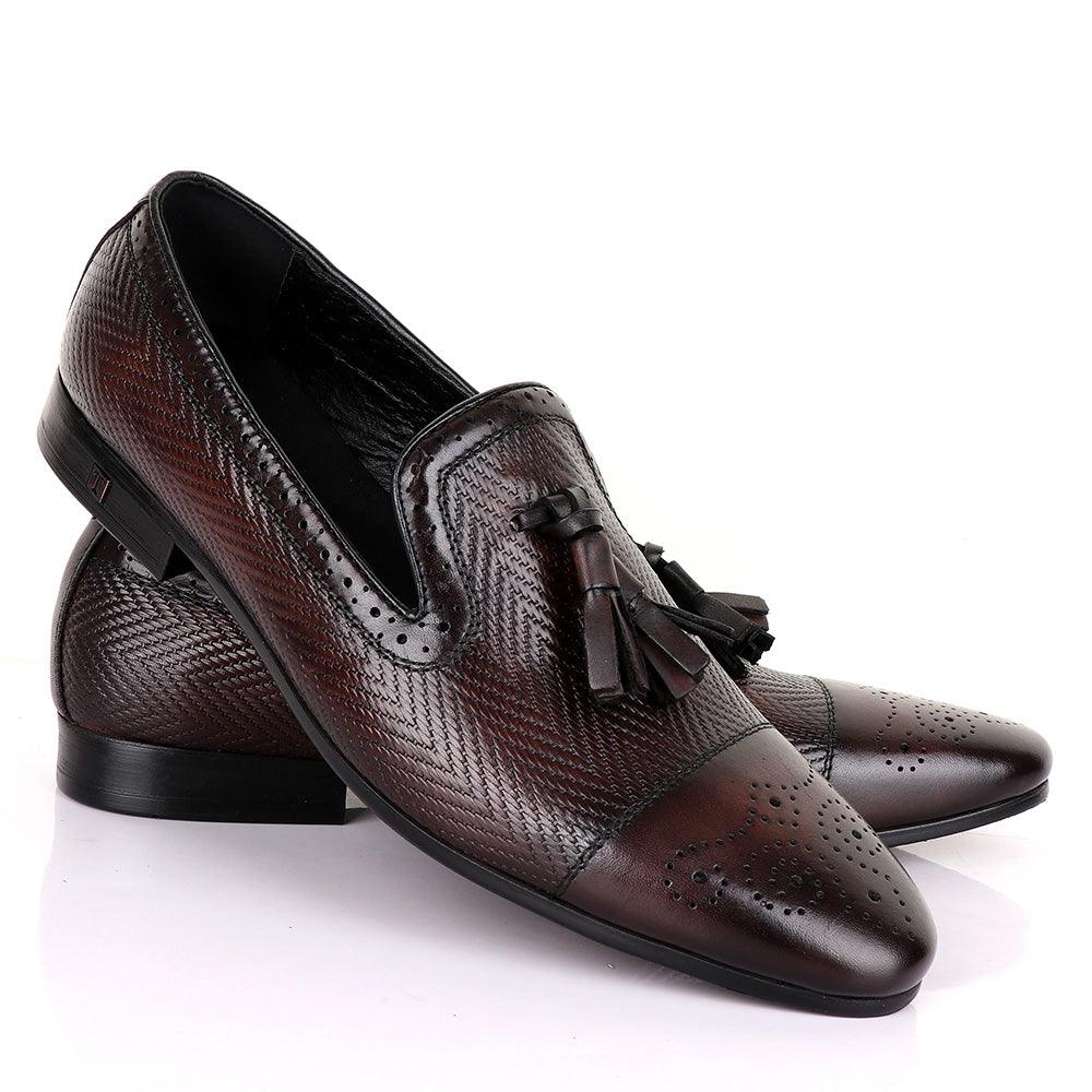 Thom Brown Coffee Tassel Leather Shoe - Obeezi