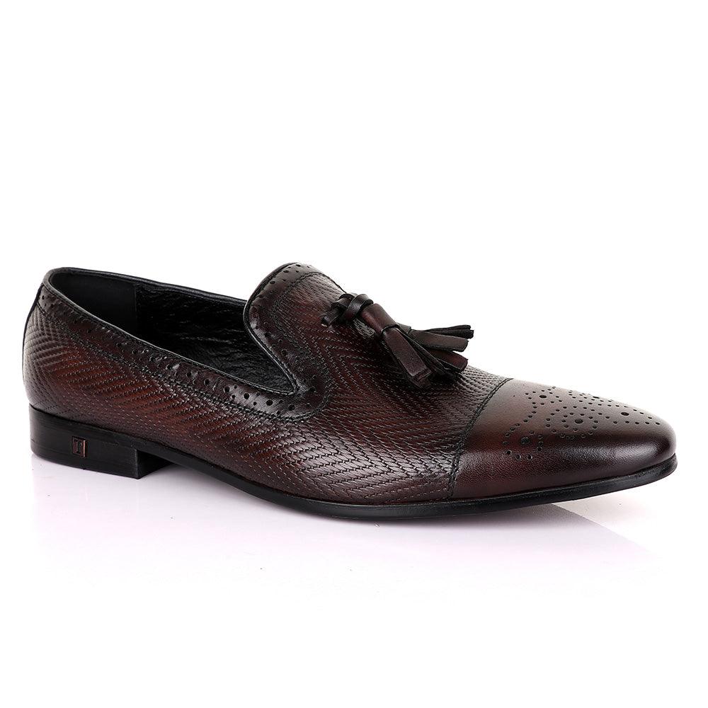 Thom Brown Coffee Tassel Leather Shoe - Obeezi