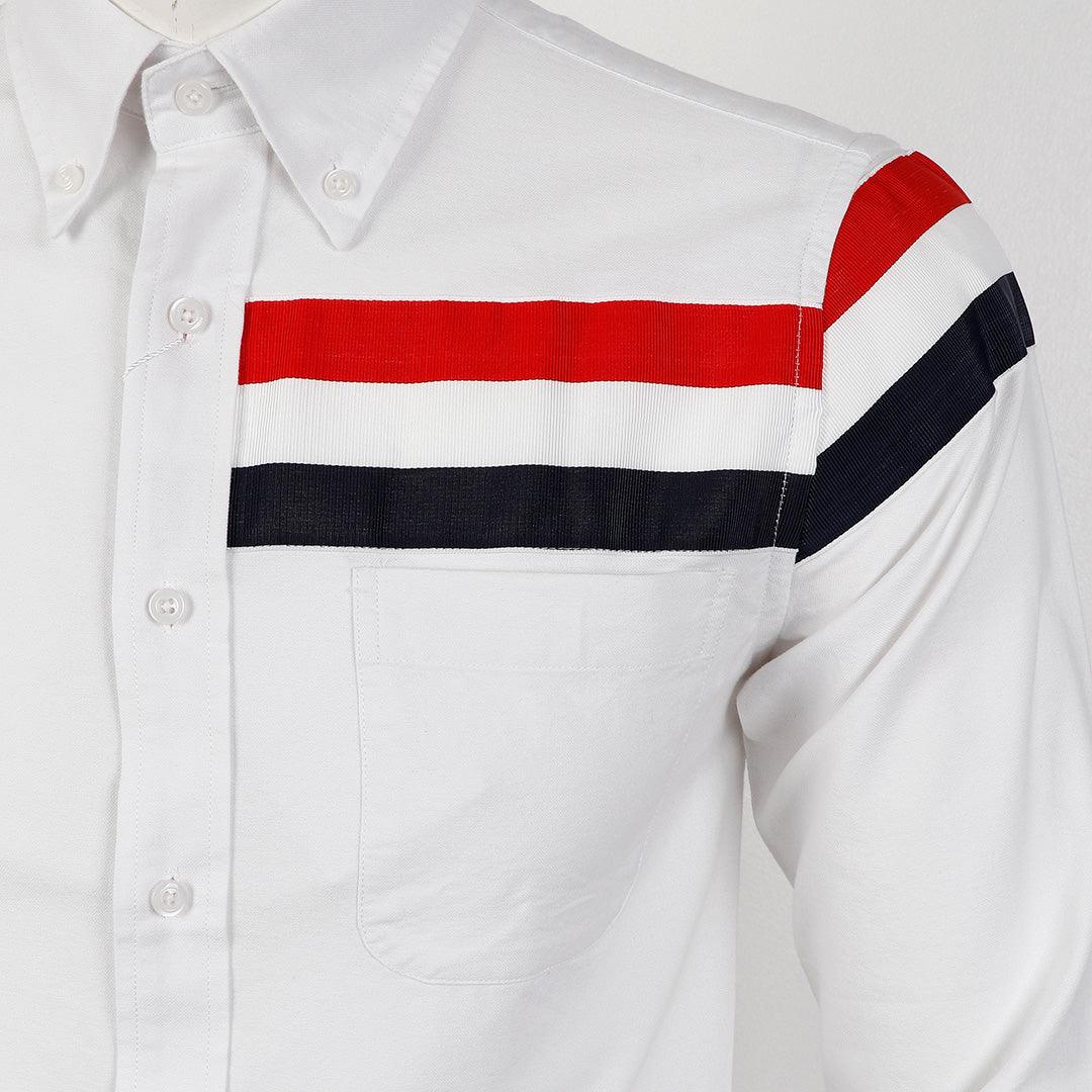 Thom Browne Classic 3 Body Stripe Oxford B.D White Shirt - Obeezi