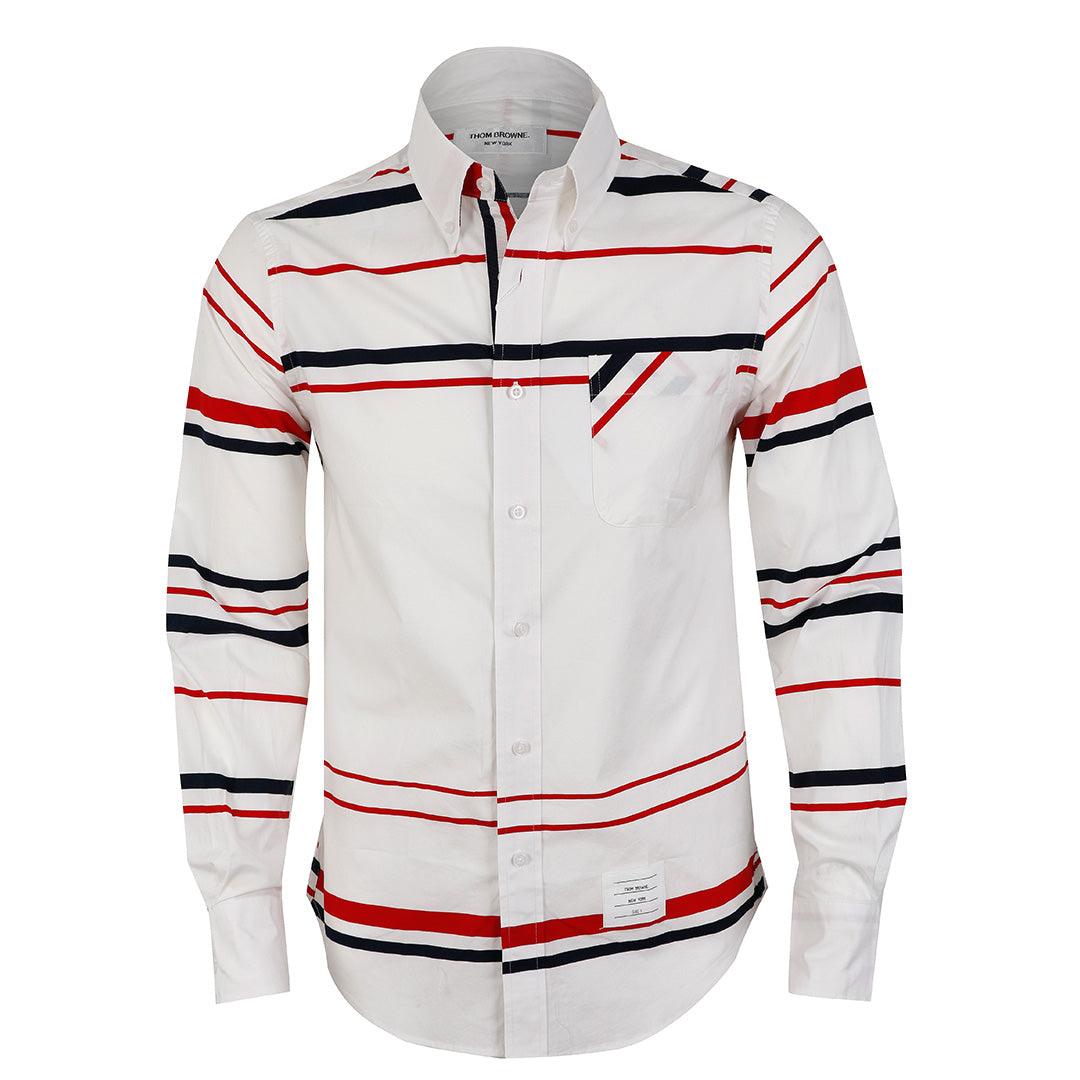 Thom Browne Classic Multi Body Stripe Oxford B.D Shirt - White - Obeezi