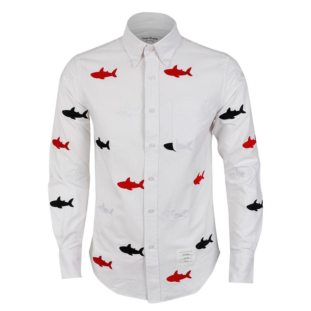 Thom Browne Classic Multiple Fish Oxford White Shirt - Obeezi
