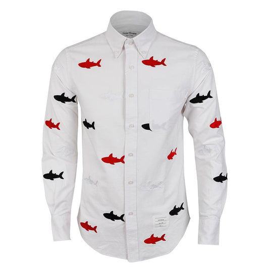 Thom Browne Classic Multiple Fish Oxford White Shirt - Obeezi