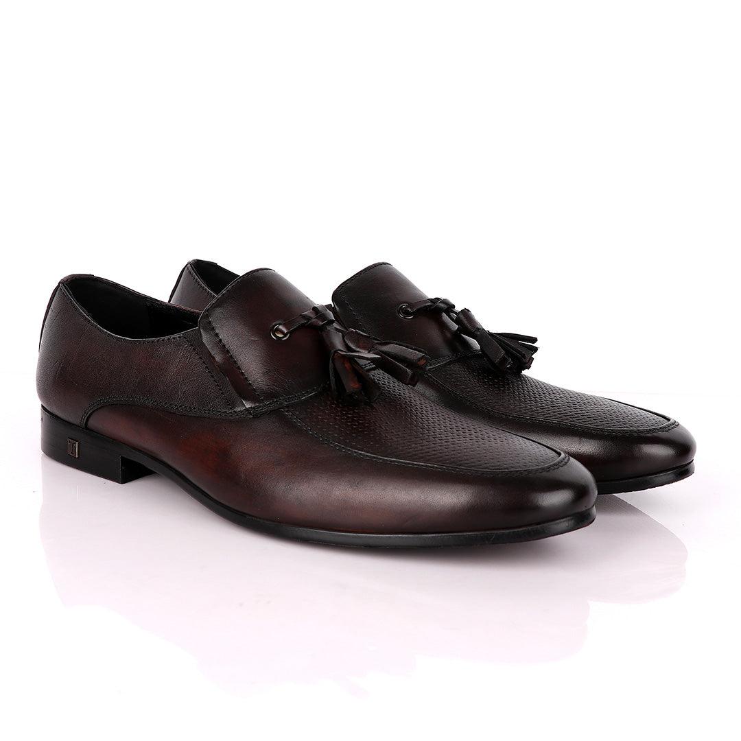 Thom Browne Front Pattern Coffee Leather Shoe - Obeezi