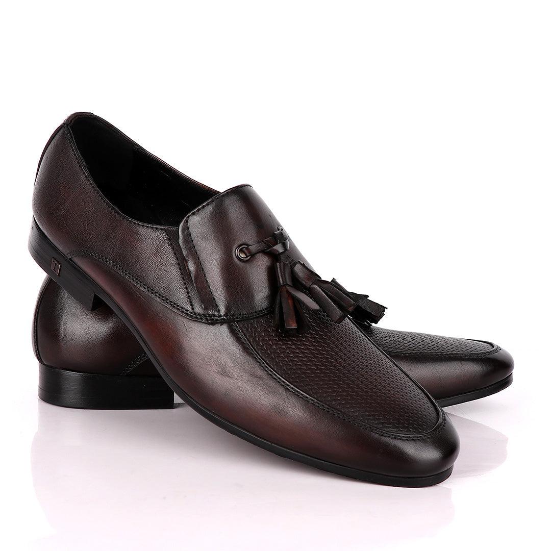 Thom Browne Front Pattern Coffee Leather Shoe - Obeezi