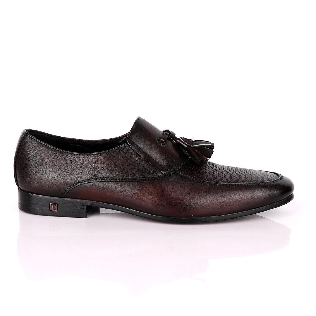 Thom Browne Front Pattern Coffee Leather Shoe - Obeezi