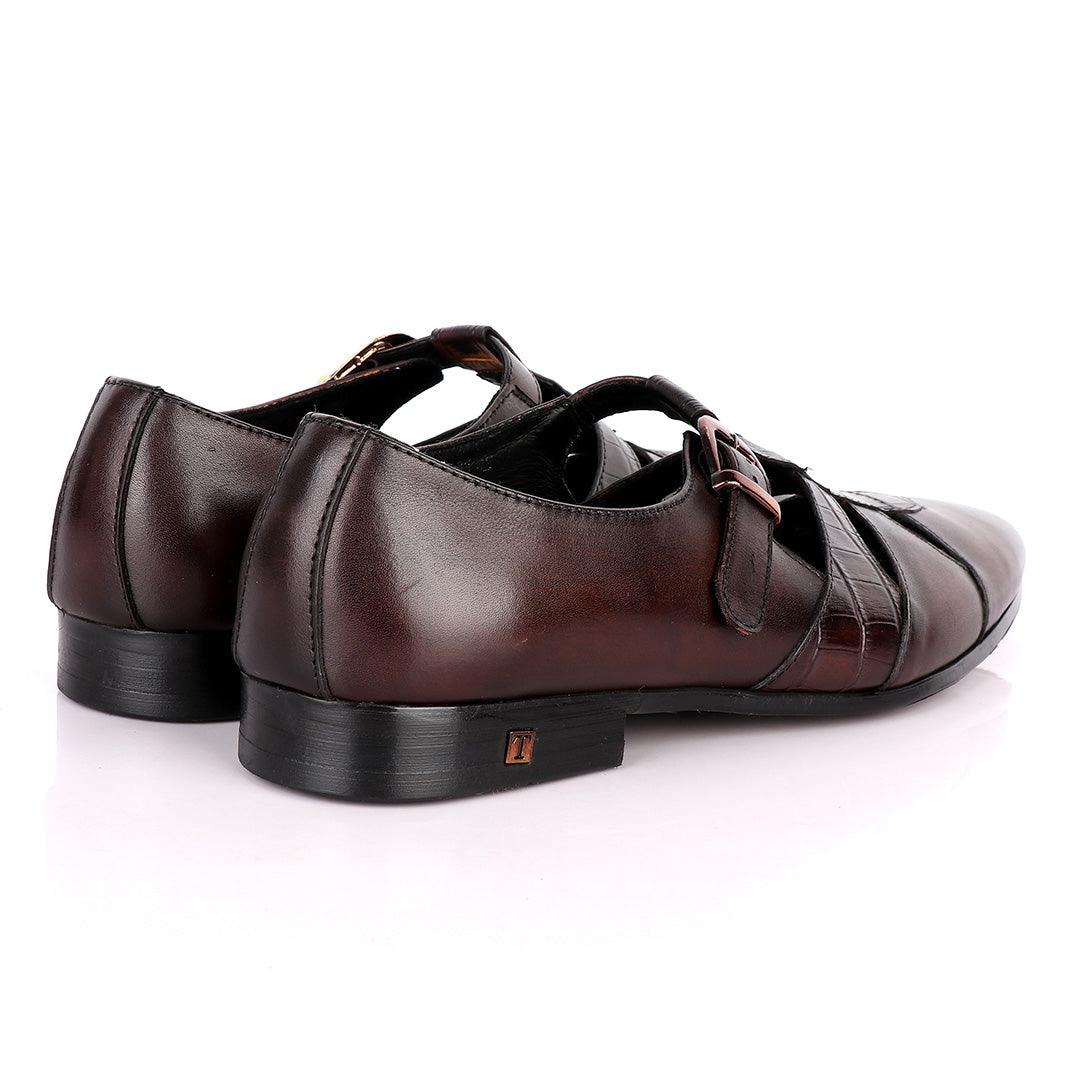 Thom Browne Open Gap Design Coffee Leather Shoe - Obeezi