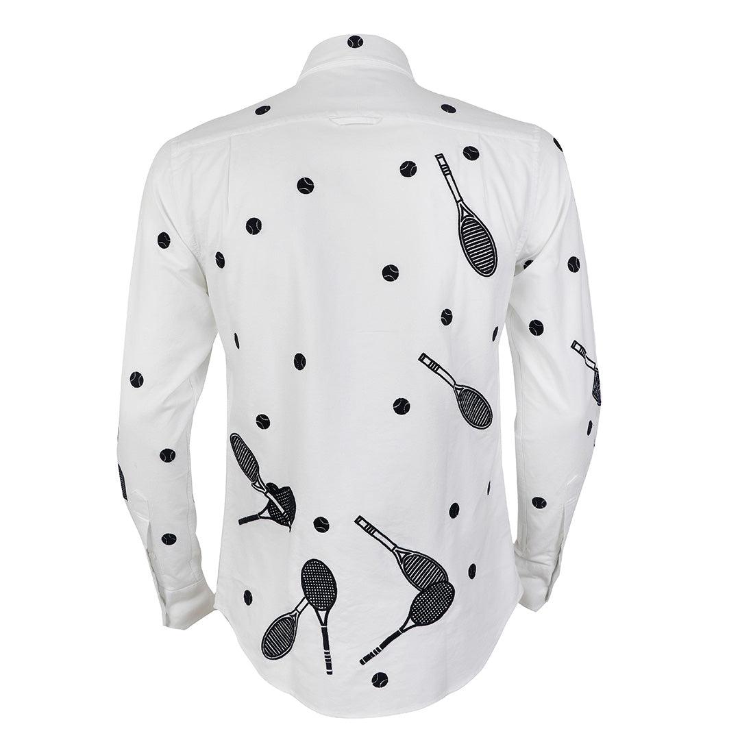 Thom Browne Oxford Crested Racket And Doted White Shirt - Obeezi