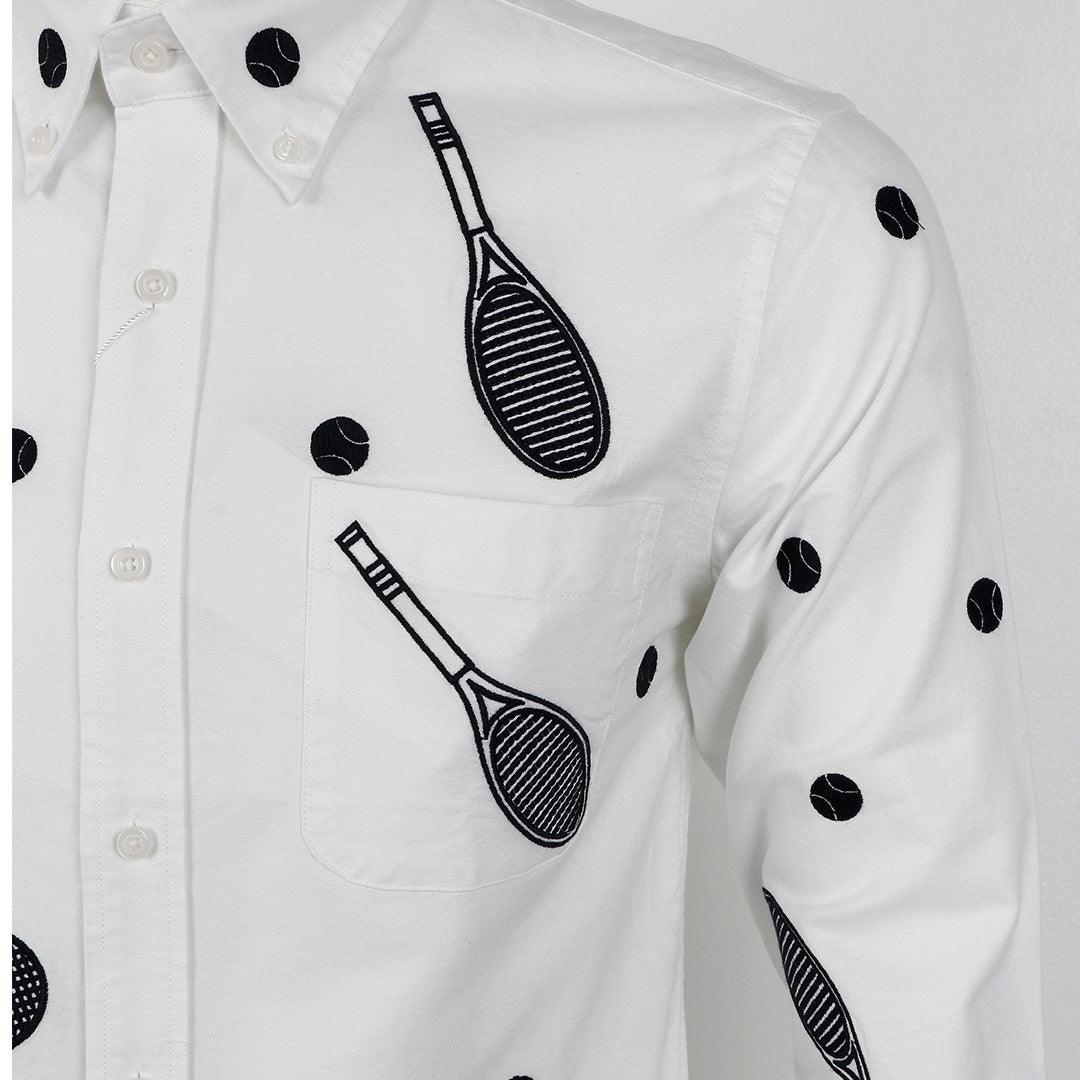 Thom Browne Oxford Crested Racket And Doted White Shirt - Obeezi