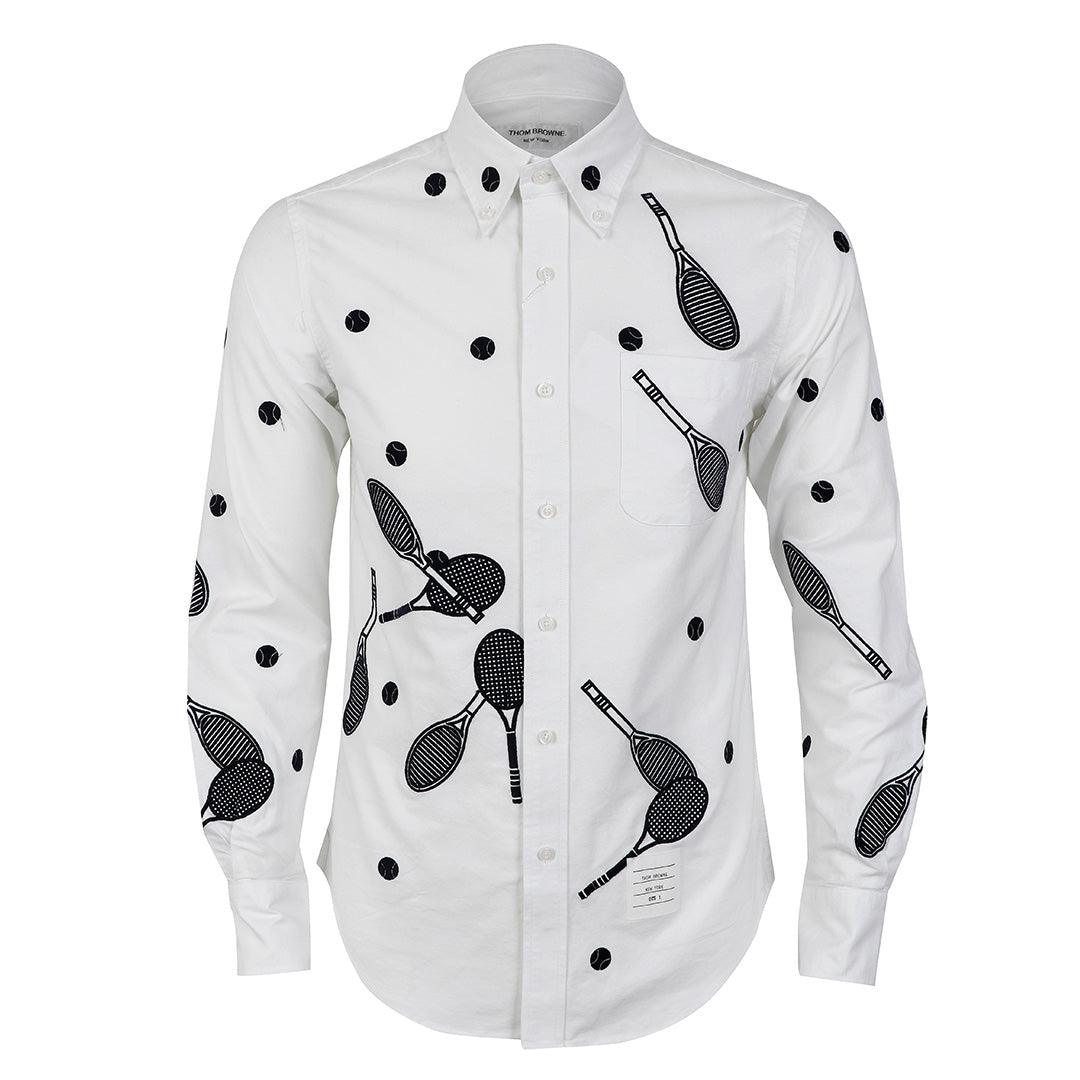 Thom Browne Oxford Crested Racket And Doted White Shirt - Obeezi