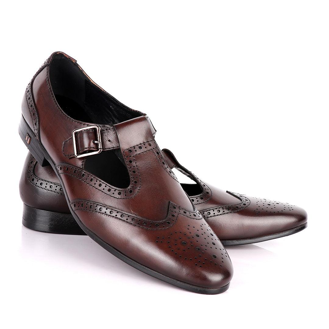 Thom Browne Simplified coffee Leather Shoe - Obeezi