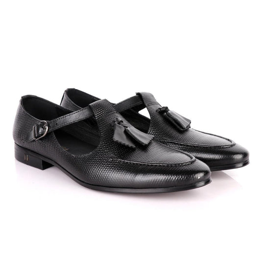 Thom Browne Tassel woven pattern Black Leather Shoe - Obeezi