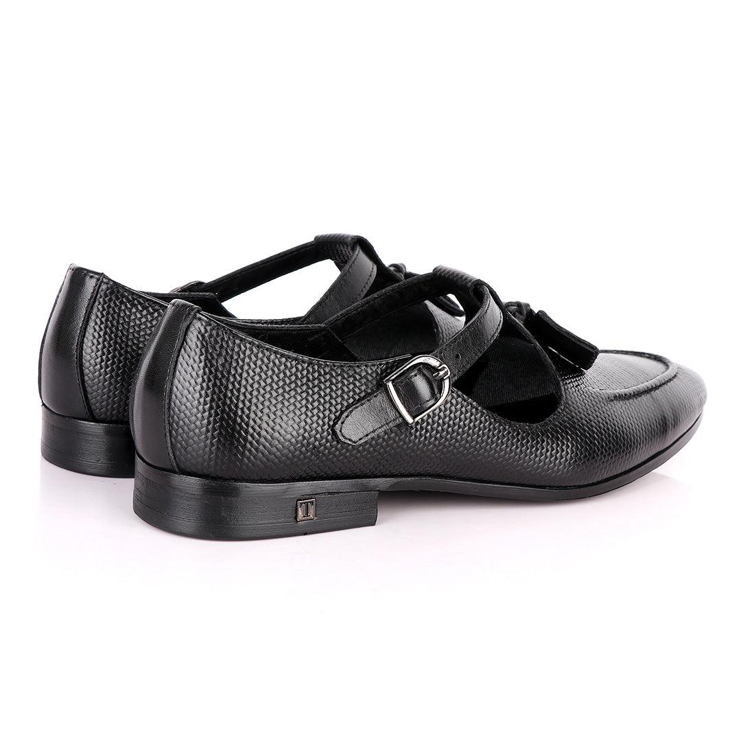 Thom Browne Tassel woven pattern Black Leather Shoe - Obeezi
