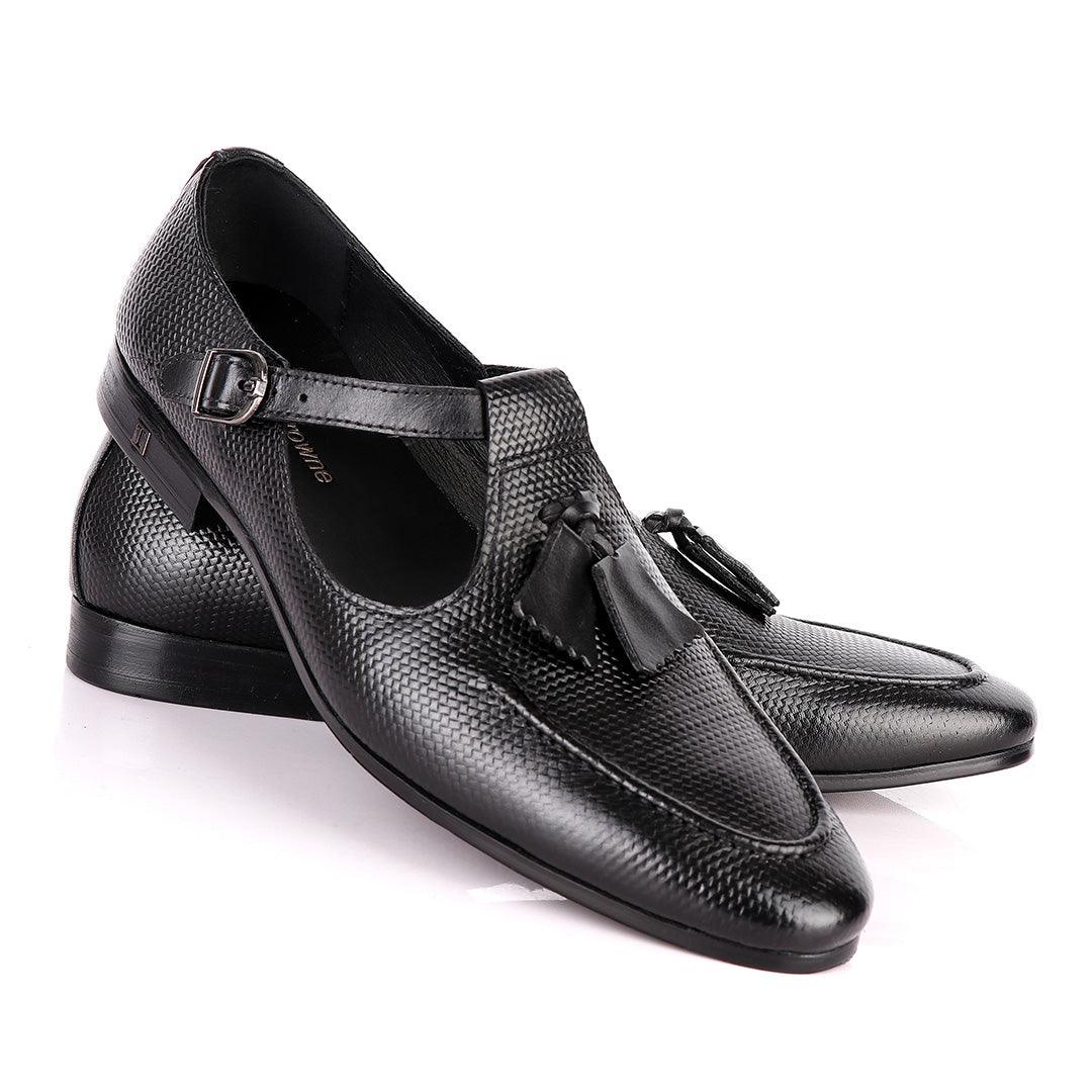 Thom Browne Tassel woven pattern Black Leather Shoe - Obeezi