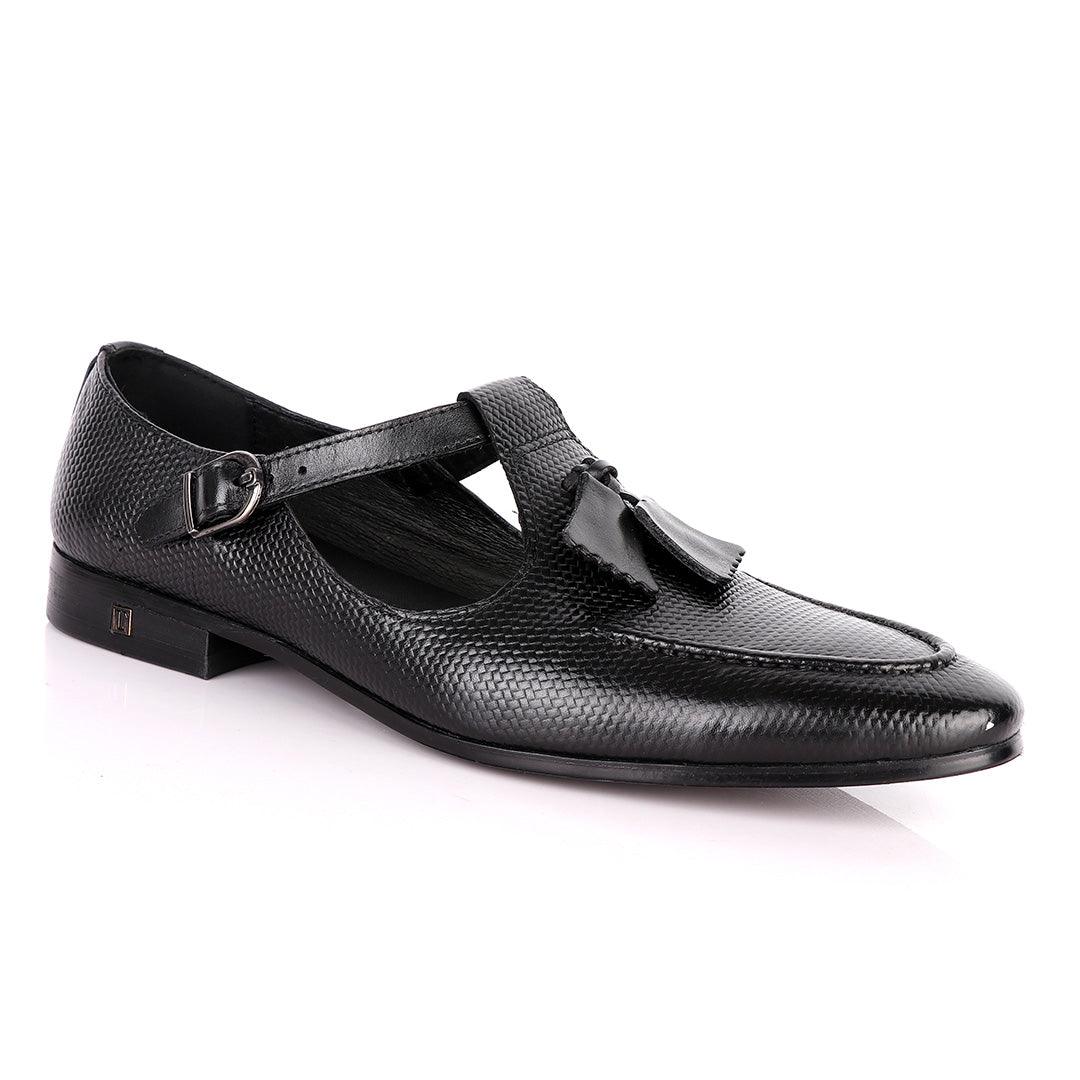 Thom Browne Tassel woven pattern Black Leather Shoe - Obeezi
