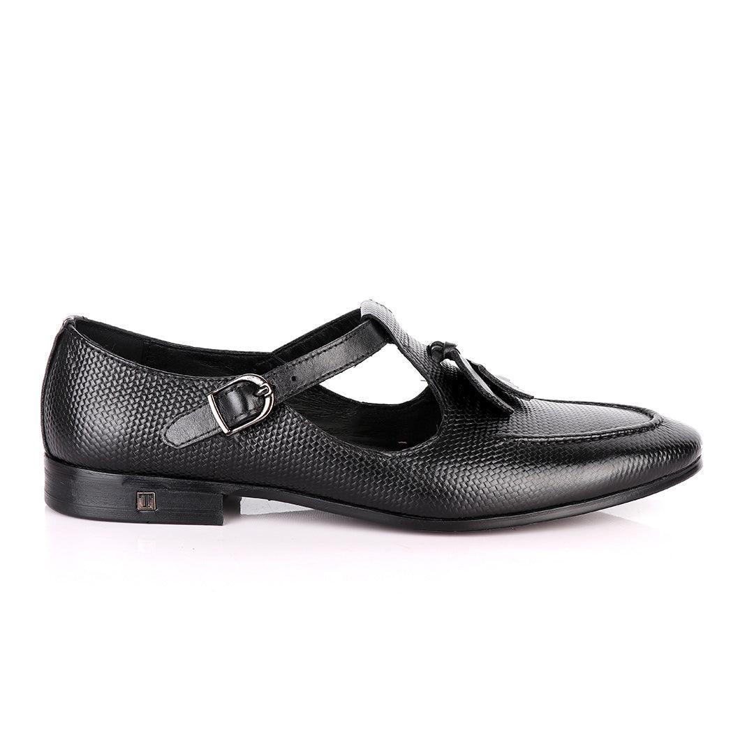 Thom Browne Tassel woven pattern Black Leather Shoe - Obeezi