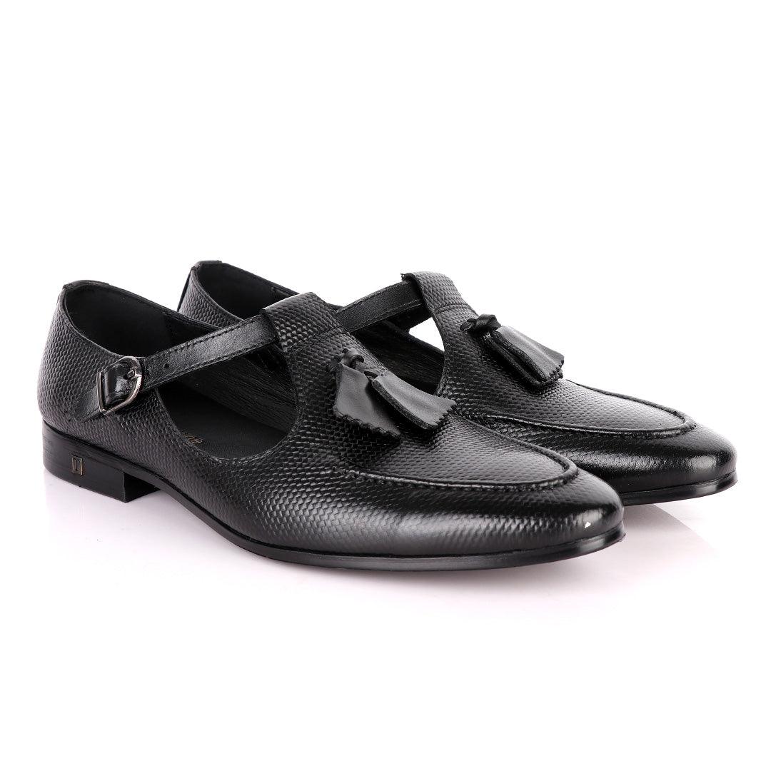 Thom Browne Tassel woven pattern Black Leather Shoe - Obeezi