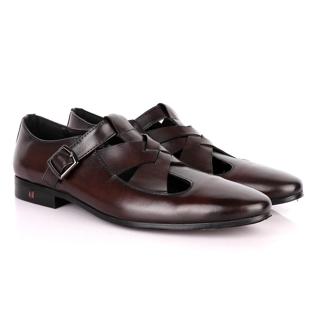 Thom Browne Twisted Design coffee Leather Shoe - Obeezi
